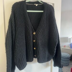 Elegant Black Button-Up Women's Cardigan